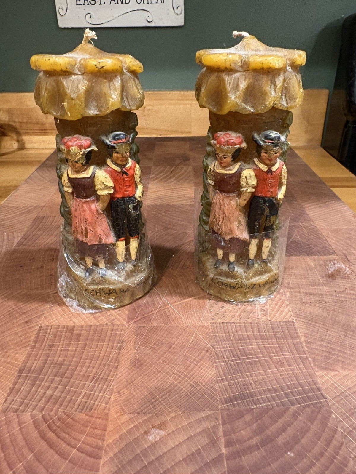 Vintage Gruss Aus Baden Candle Unused w/Traditional German Highlander Theme