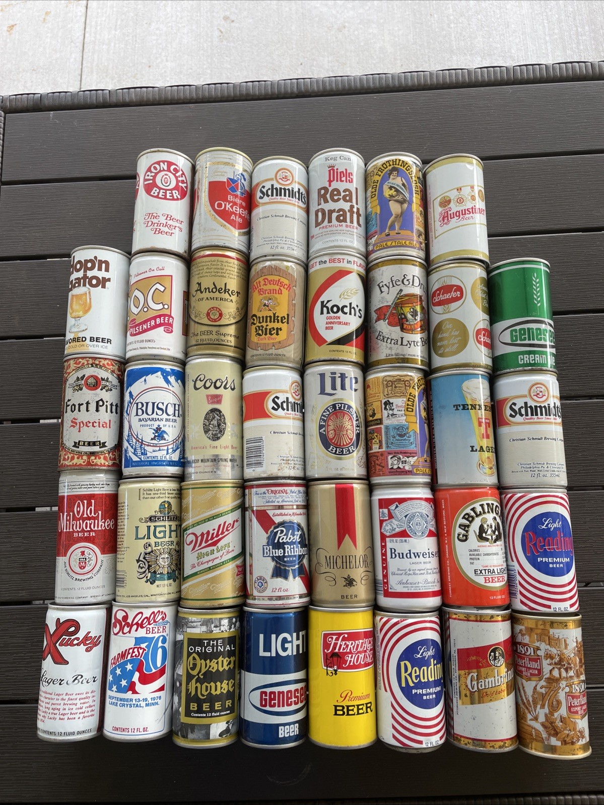 Lot Of 38 Empty Vintage Pull Tab Style Beer Cans, Large Variety Of Brands