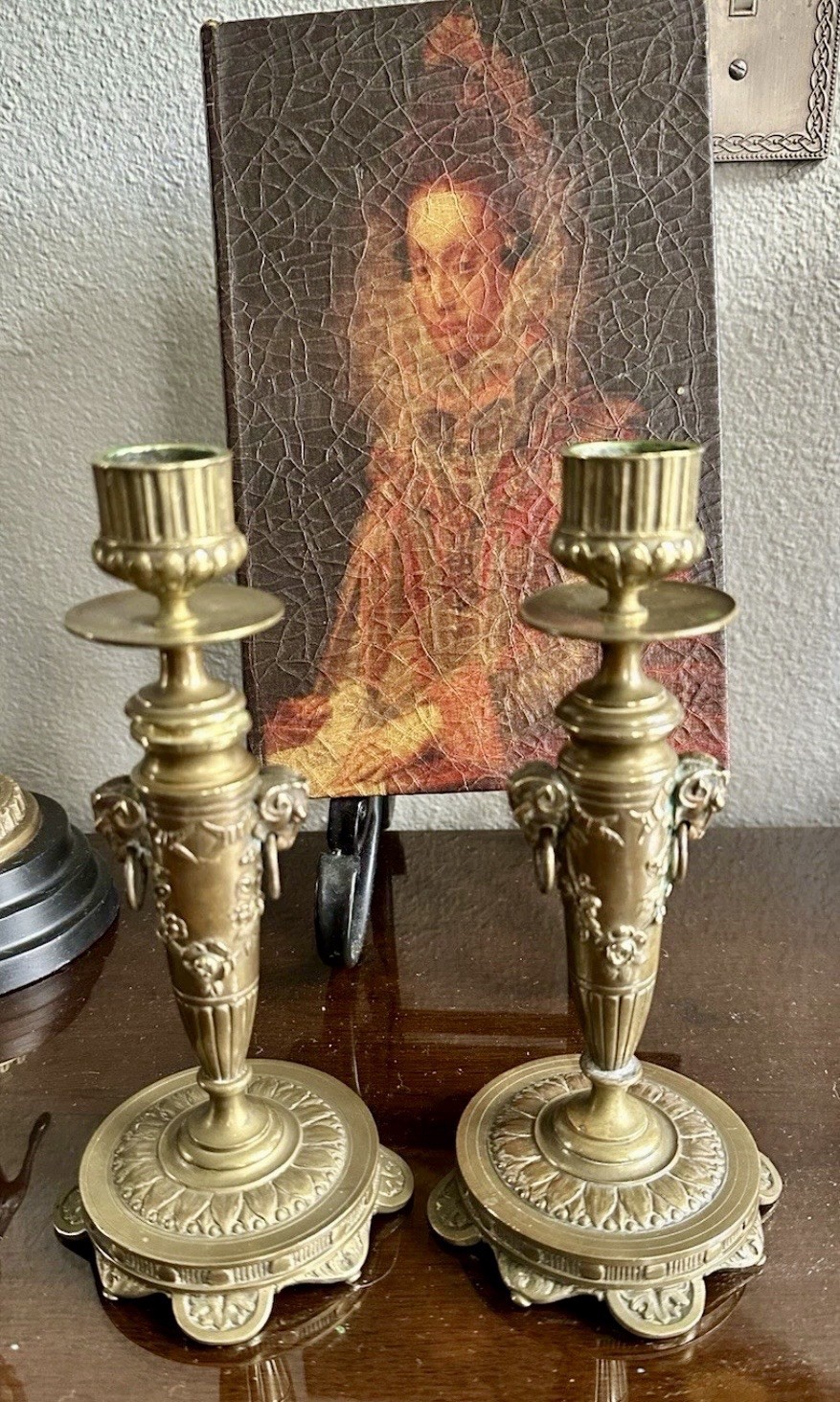 Vintage 19C French Gilt Bronze Candlestick Holder, 8 Vintage 19C French Gilt Bronze Candlestick Holder, 8