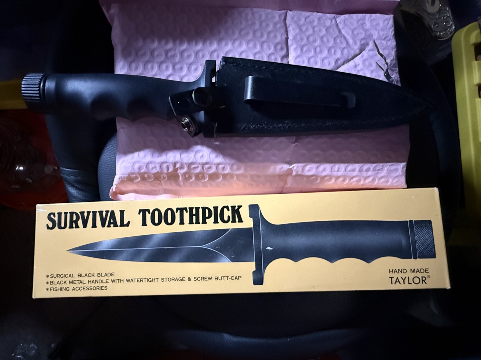 Vintage Taylor Seto Japan Hollow Handle Survival Fighting Knife Leather Sheath Vintage Taylor Seto Japan Hollow Handle Survival Fighting Knife Leather Sheath