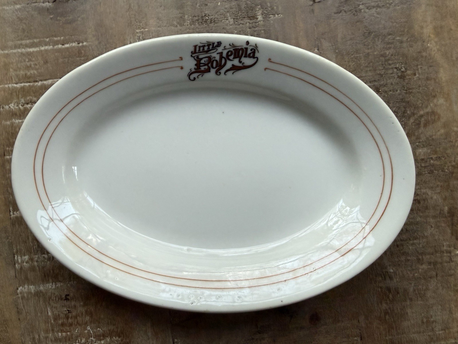 Rare 1920s Little Bohemia Gangster Era Restaurant Ware Relish Dish Vintage China