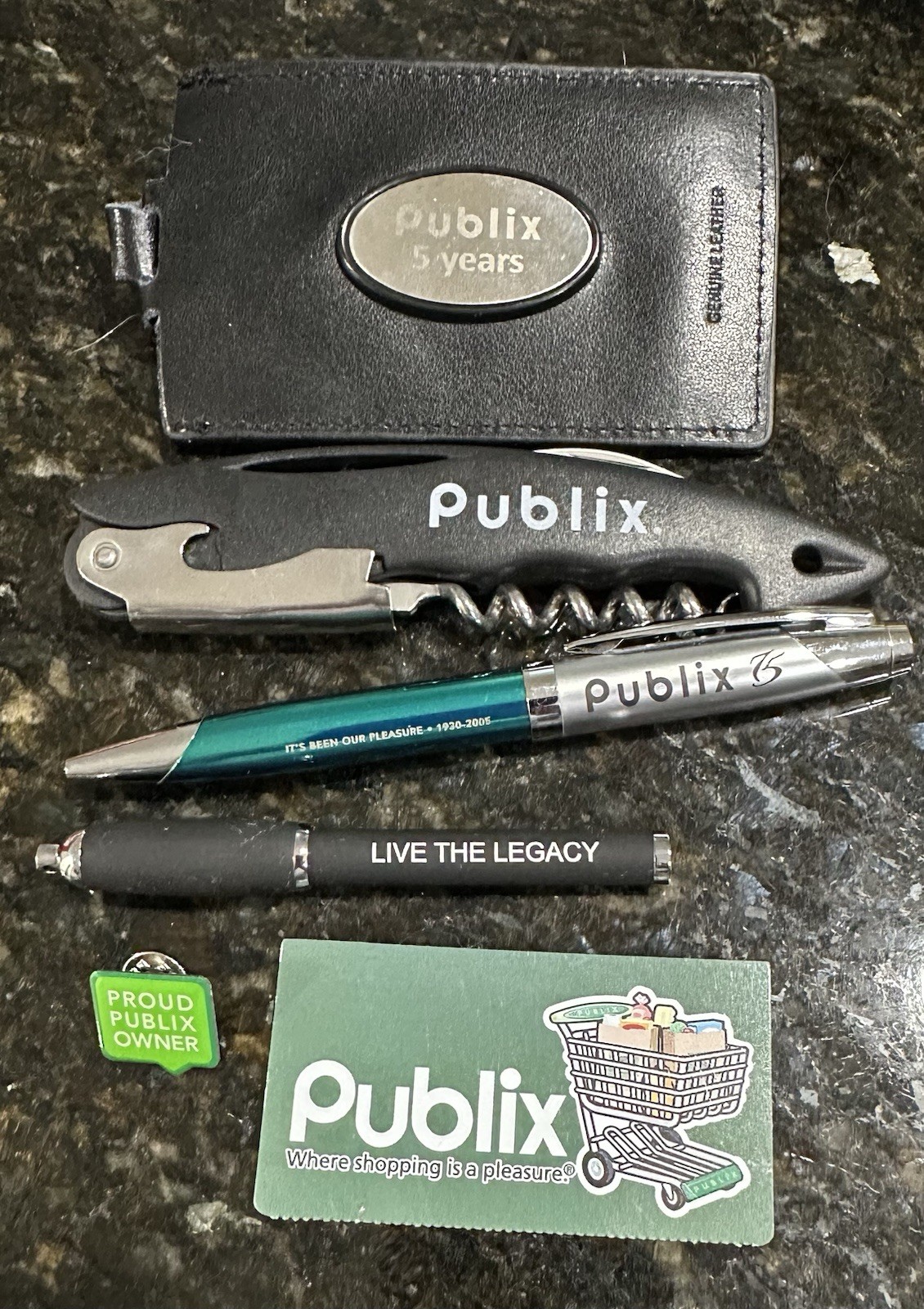Publix Collectible Lot 2 - VTG Pin 5 Year Luggage Tag Pens Bottle Opener 6 Items Publix Collectible Lot 2 - VTG Pin 5 Year Luggage Tag Pens Bottle Opener 6 Items