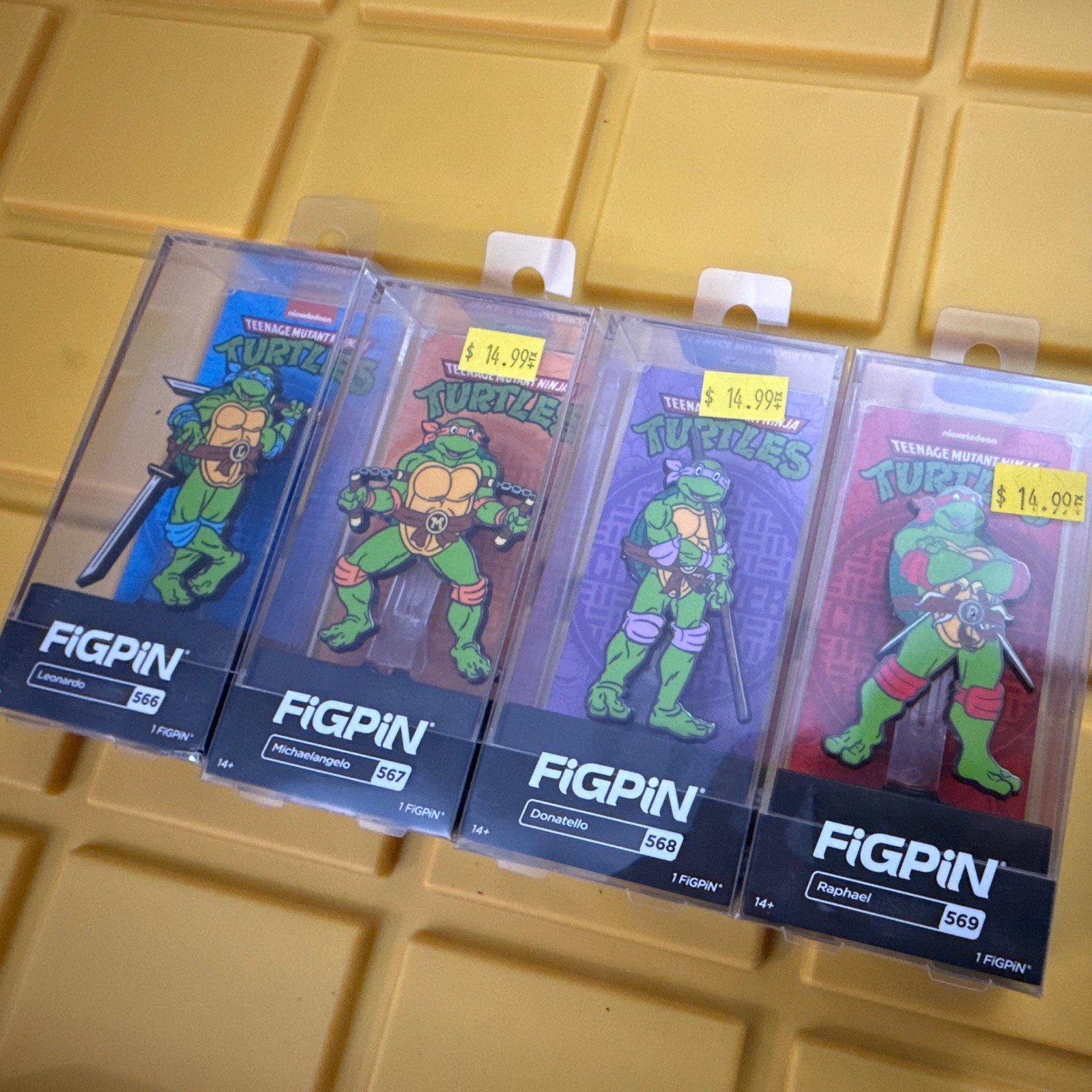 FiGPiN TMNT 4-Pin Set Lot Leonardo Michelangelo Donatello Raphael #566-569 FiGPiN TMNT 4-Pin Set Lot Leonardo Michelangelo Donatello Raphael #566-569