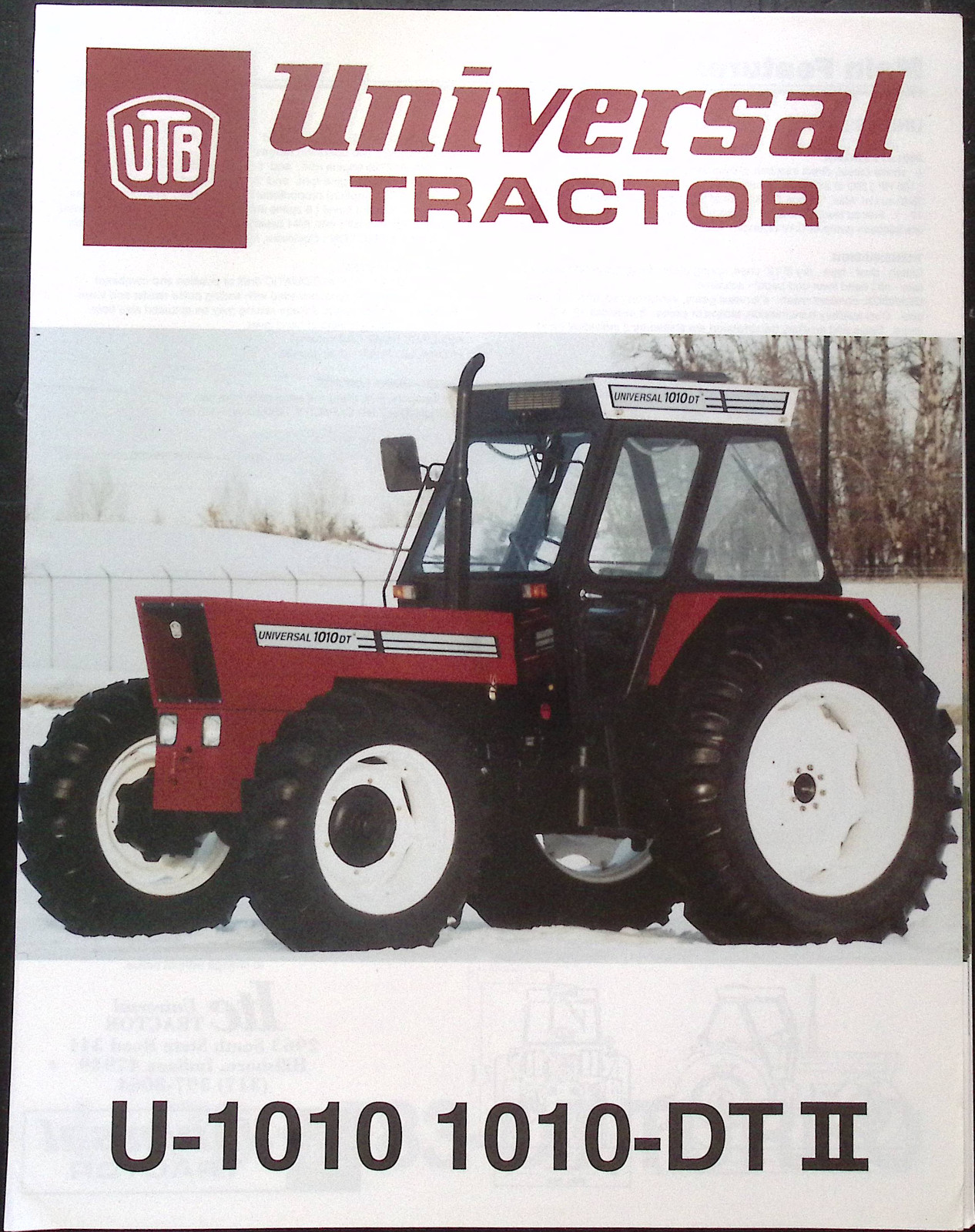 Universal Tractor U-1010, 1010-DT II spec sheet brochure Universal Tractor U-1010, 1010-DT II spec sheet brochure