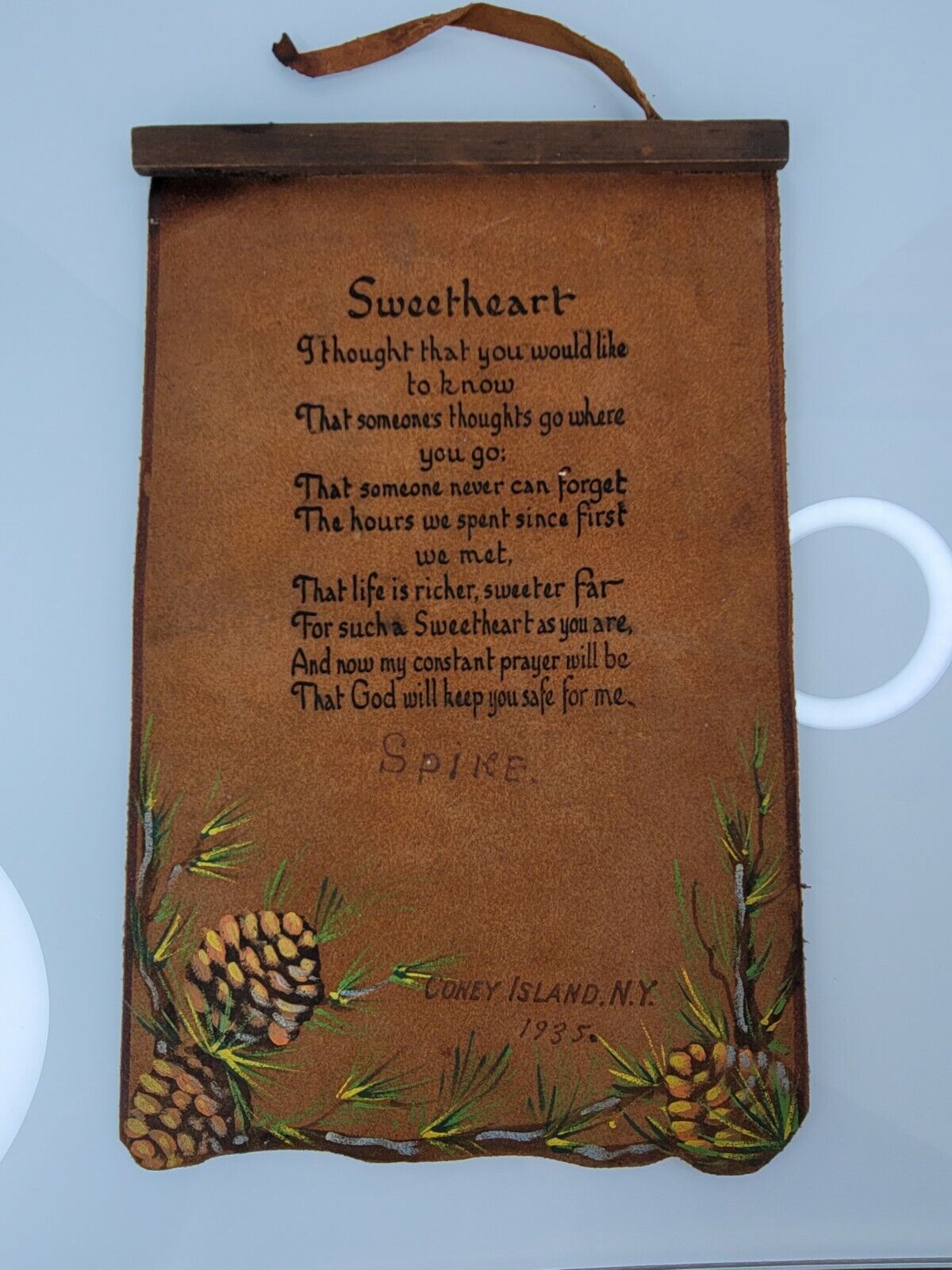 Antique 1935 Souvenir CONEY ISLAND Scroll with Poem  11.5\