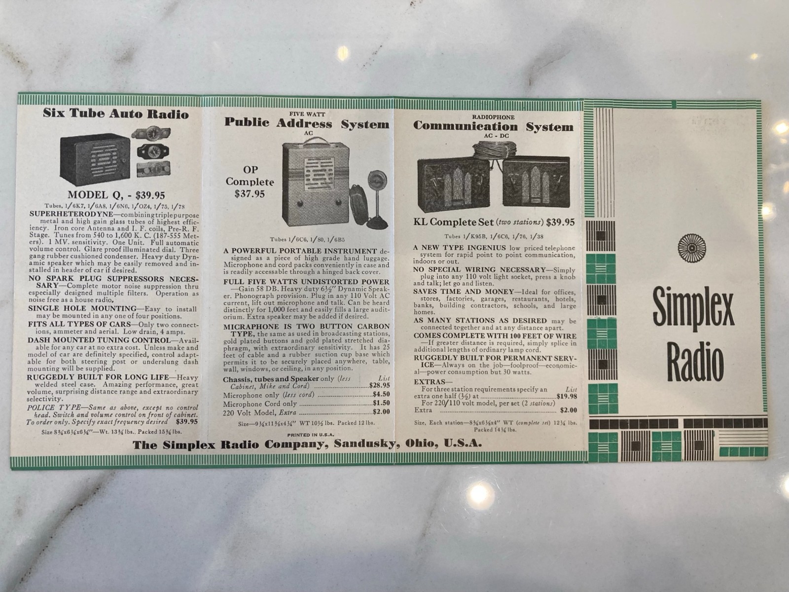 Vintage Simplex Radio Co Brochure Sandusky Ohio Auto Radio PA System Intercom Ad Vintage Simplex Radio Co Brochure Sandusky Ohio Auto Radio PA System Intercom Ad