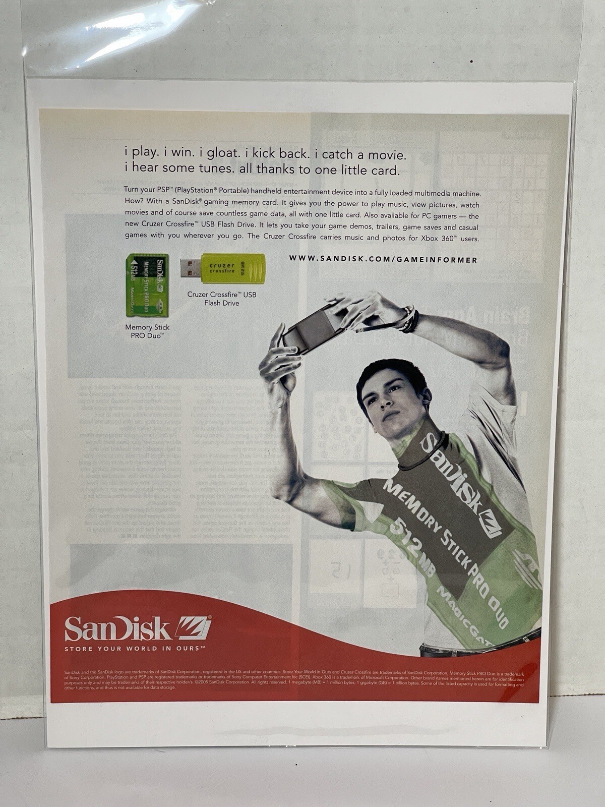 Sandisk Memory Stick Pro Duo PSP - Video Game Print Ad / Poster Promo Art 2006 Sandisk Memory Stick Pro Duo PSP - Video Game Print Ad / Poster Promo Art 2006