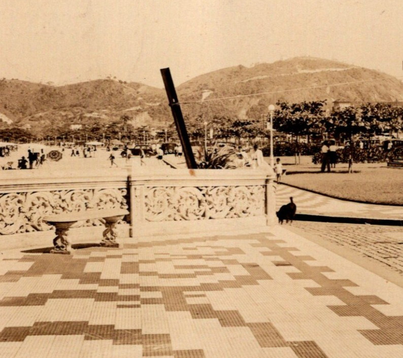* Antique RPPC Gonzaga Beach Santos Brazil c1938 Postcard Souvenir Topographical