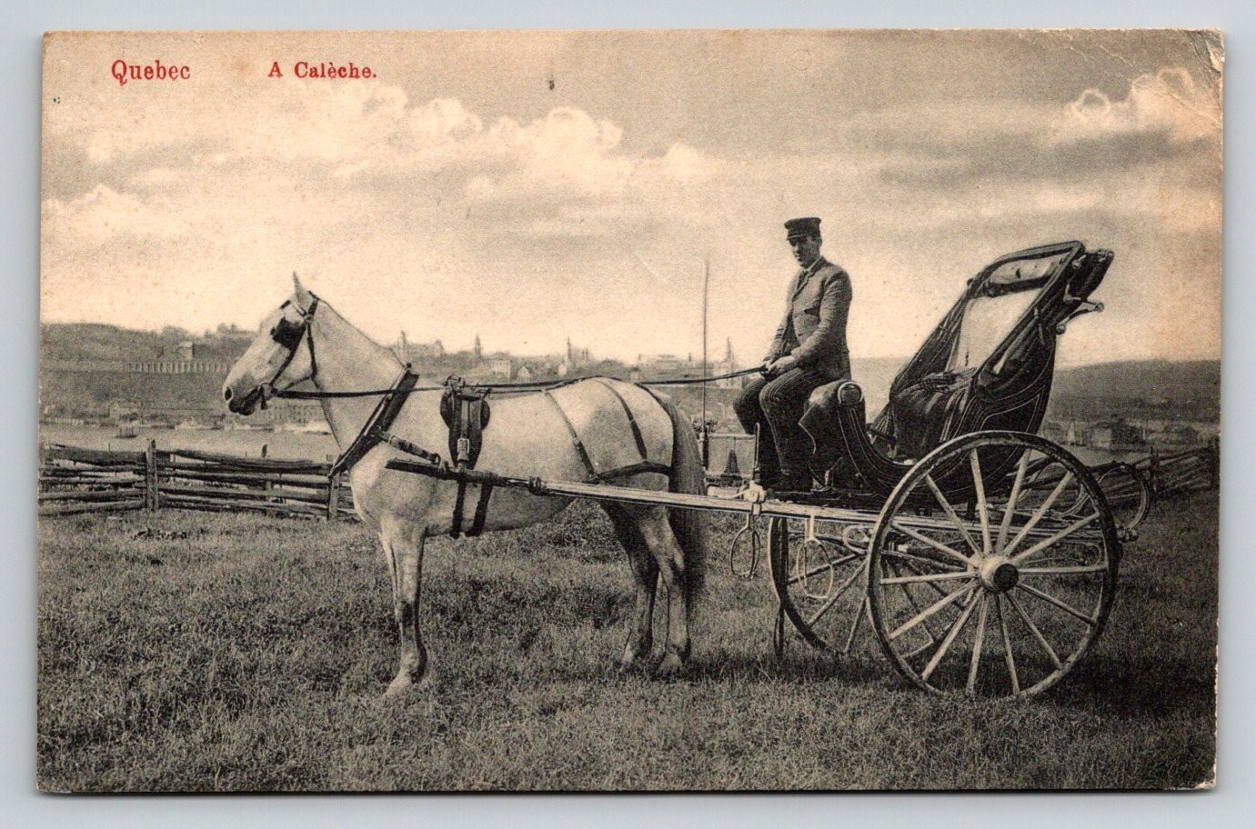 1909 Quebec Canada Man Horse and Carriage Postcard 1909 Quebec Canada Man Horse and Carriage Postcard