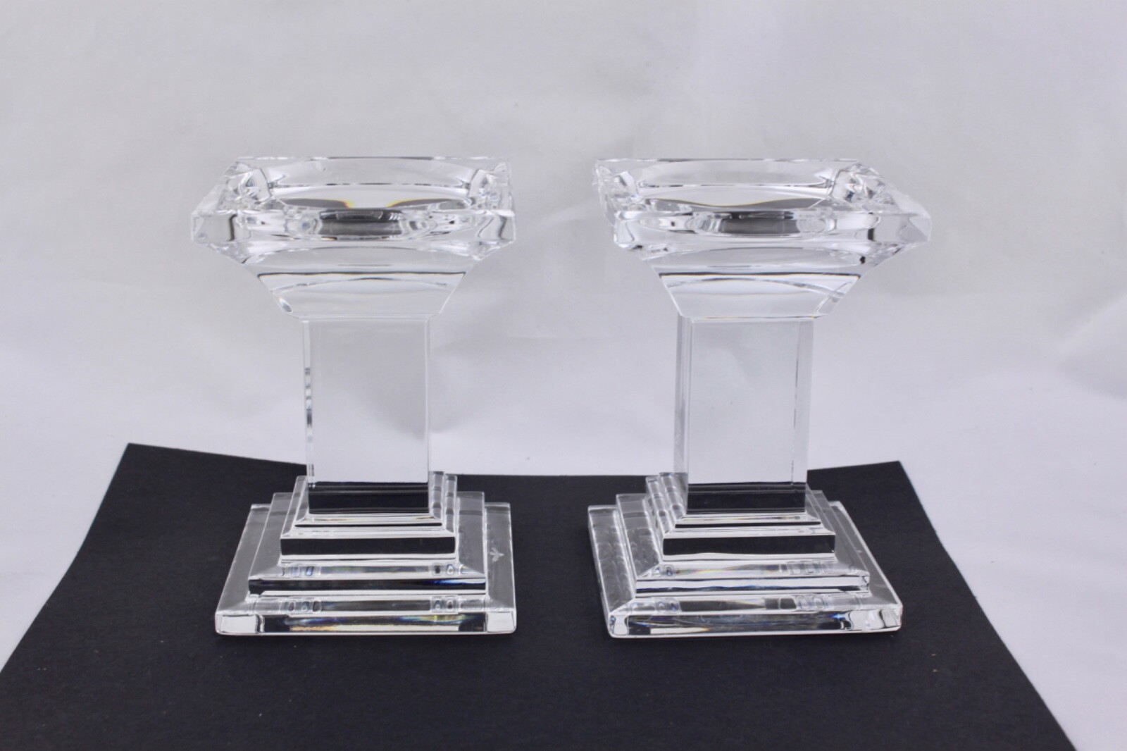 SET OF 2 WATERFORD CRYSTAL 5-3/8” INCH METROPOLITAN CANDLE PILLARS