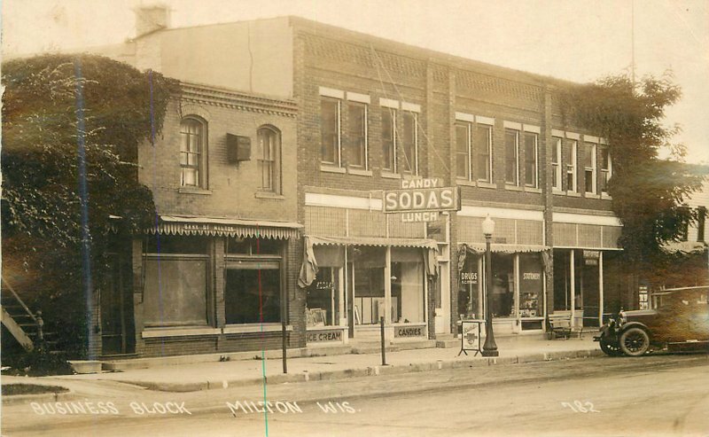 Wisconsin Milton Business Block #782 RPPC Photo Postcard 22-4537