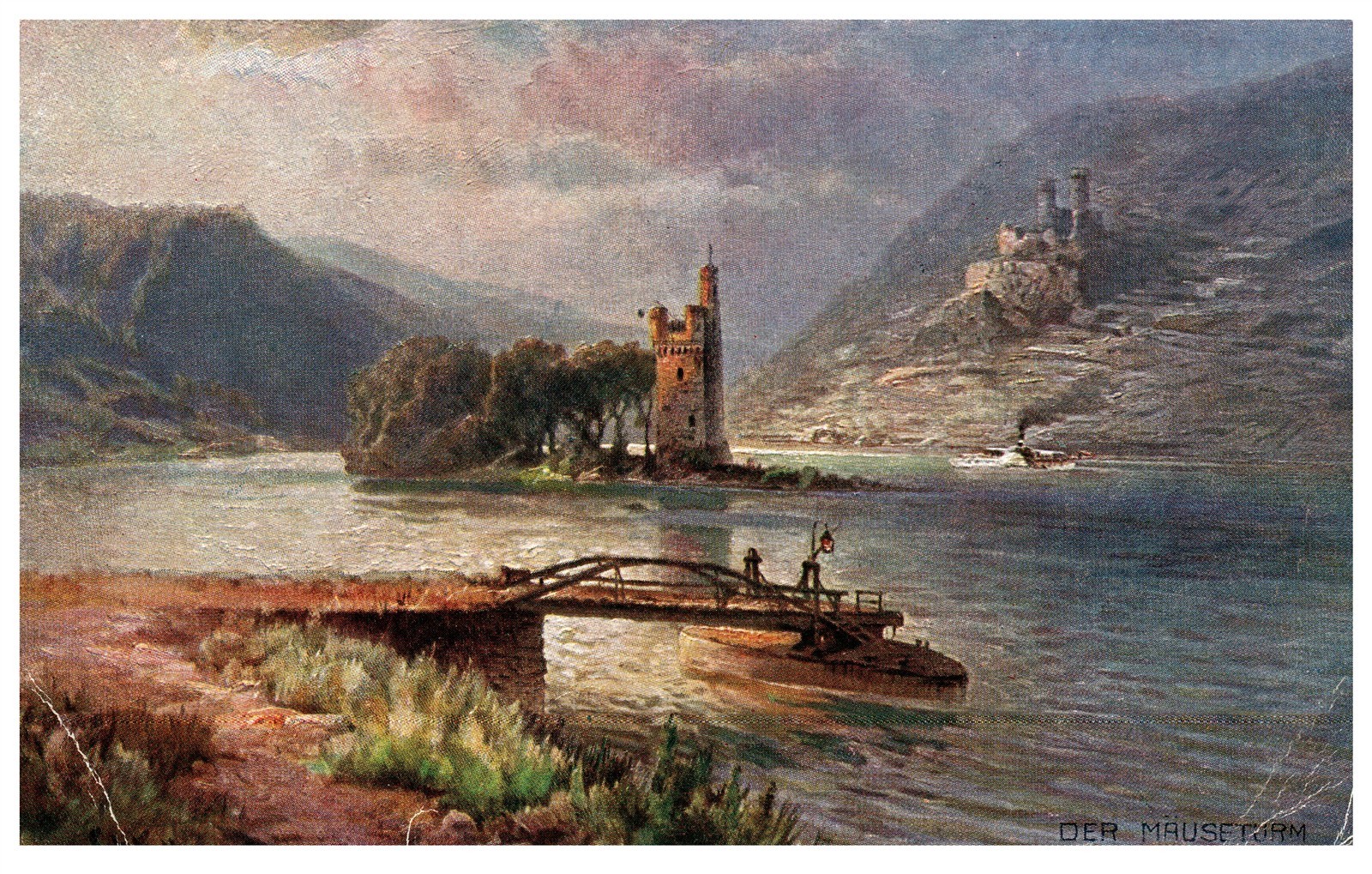 Vintage Postcard Mäuseturm Tower Rhine River Loreley Legend Germany Vintage Postcard Mäuseturm Tower Rhine River Loreley Legend Germany