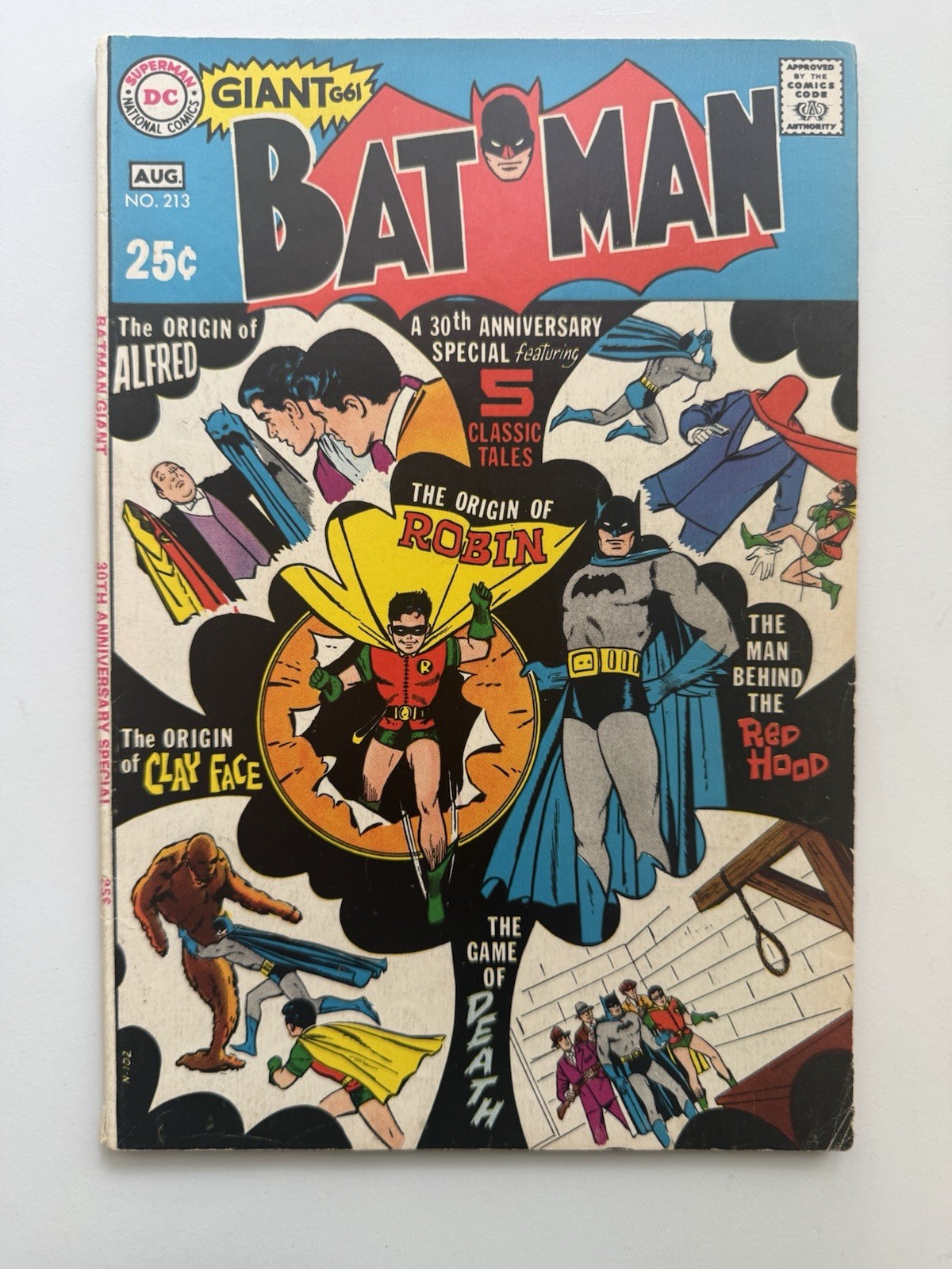 BATMAN #213 1969 DC Silver Age Origin Robin Red Hood Clayface Alfred Free S/H BATMAN #213 1969 DC Silver Age Origin Robin Red Hood Clayface Alfred Free S/H