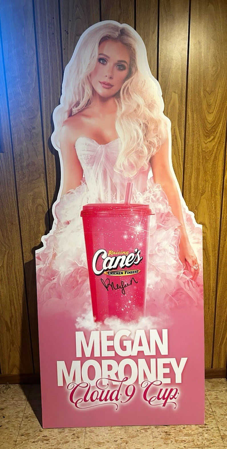 Raising Cane's Megan Moroney Cloud 9 Cup Cardboard Standee Sign Pink Raising Cane's Megan Moroney Cloud 9 Cup Cardboard Standee Sign Pink