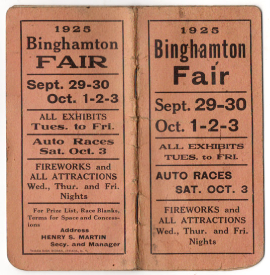 RARE 1925 Binghamton [NY] Fair Sept 29-Oct 3,  Pocket Notebook RARE