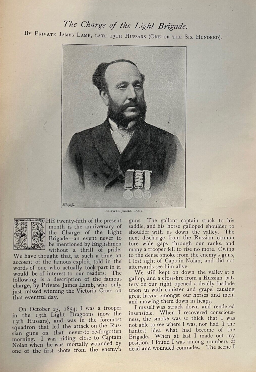 1891 Charge of the Light Brigade Private James Lamb