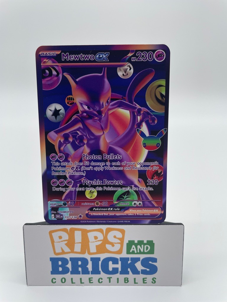 Mewtwo ex 30th Anniversary Pokémon Metal Gold Card Art/Display/Collectable