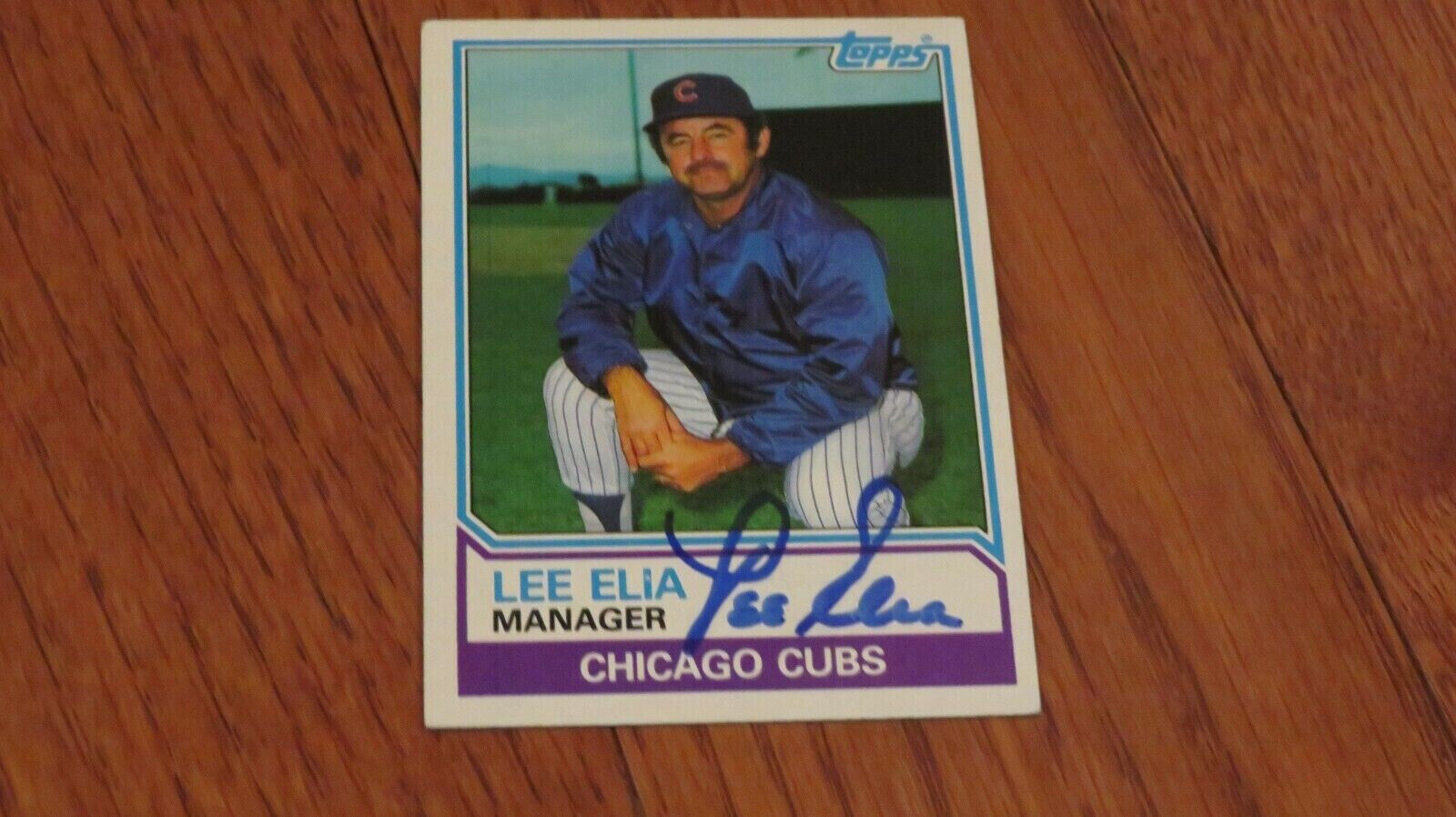 Lee Elia Autographed Hand Signed Card Chicago Cubs 1983 Topps
