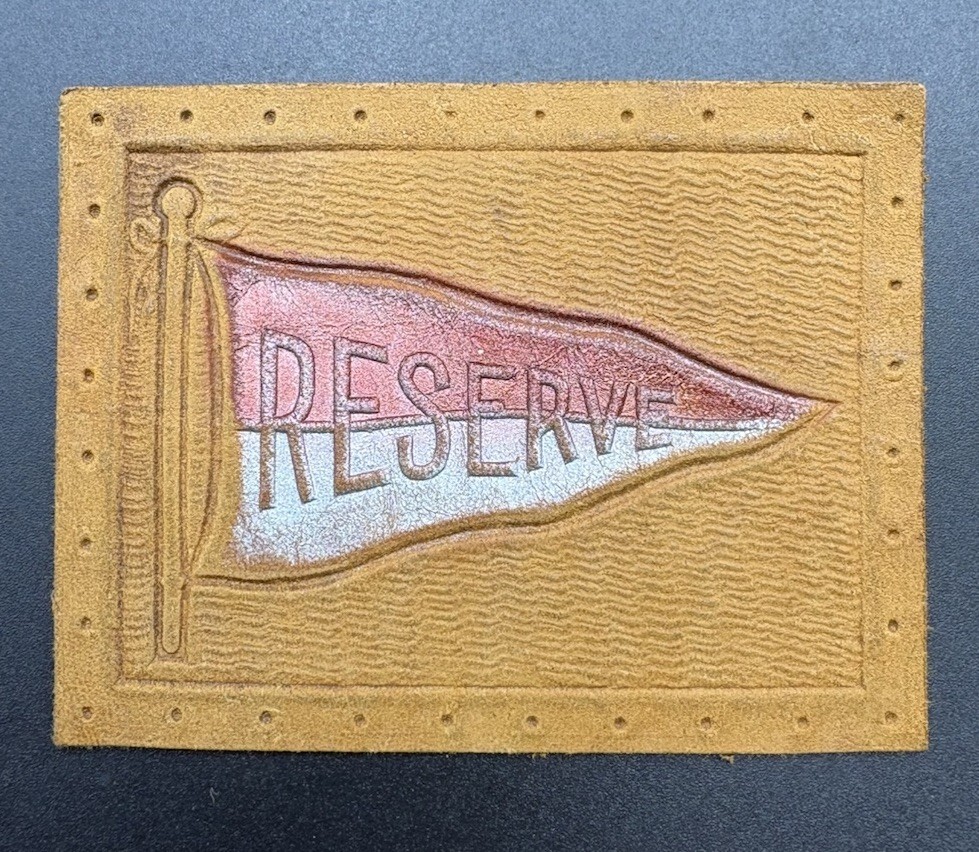 c1910 Western Reserve University Pennant Tobacco Leather Case Western 2x2.5 c1910 Western Reserve University Pennant Tobacco Leather Case Western 2x2.5