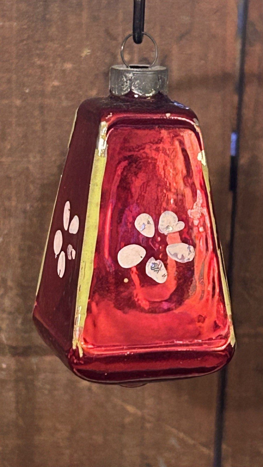 Vintage Corning Flat Lantern Daisy Mercury Glass Christmas Ornament-Very Rare 3”