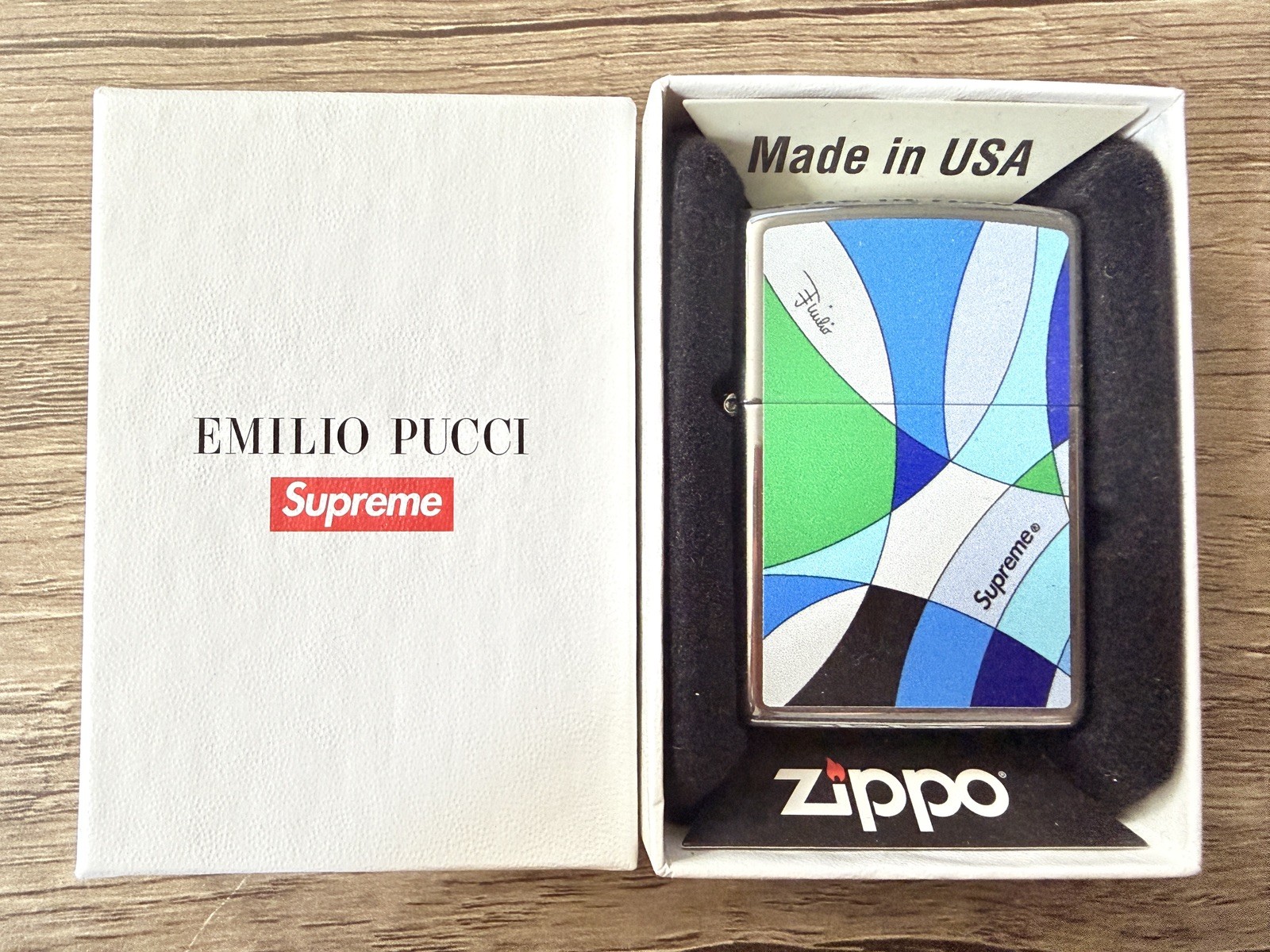 SS21 Zippo Supreme Emilio Pucci Lighter Blue skateboard Brand SK8 Skate Mint New SS21 Zippo Supreme Emilio Pucci Lighter Blue skateboard Brand SK8 Skate Mint New