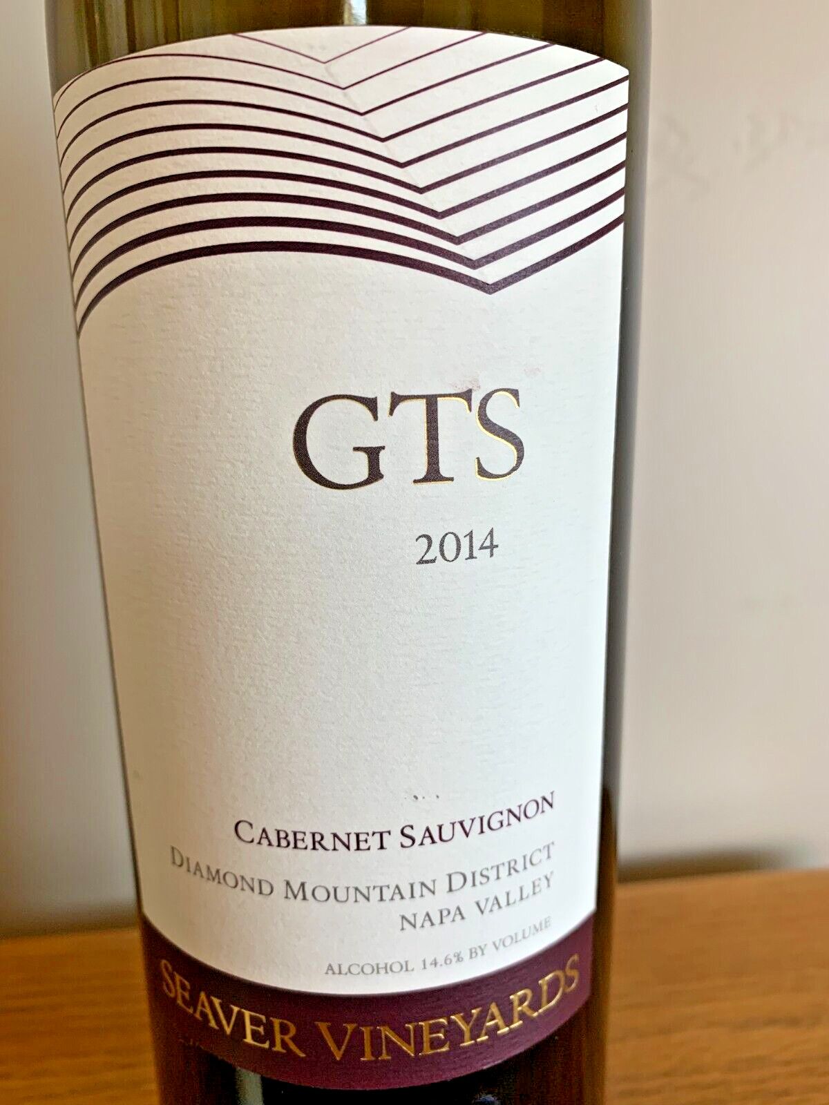 TOM SEAVER Collectible Empty Wine Bottle, GTS Vineyards 2014 Cabernet Sauvignon