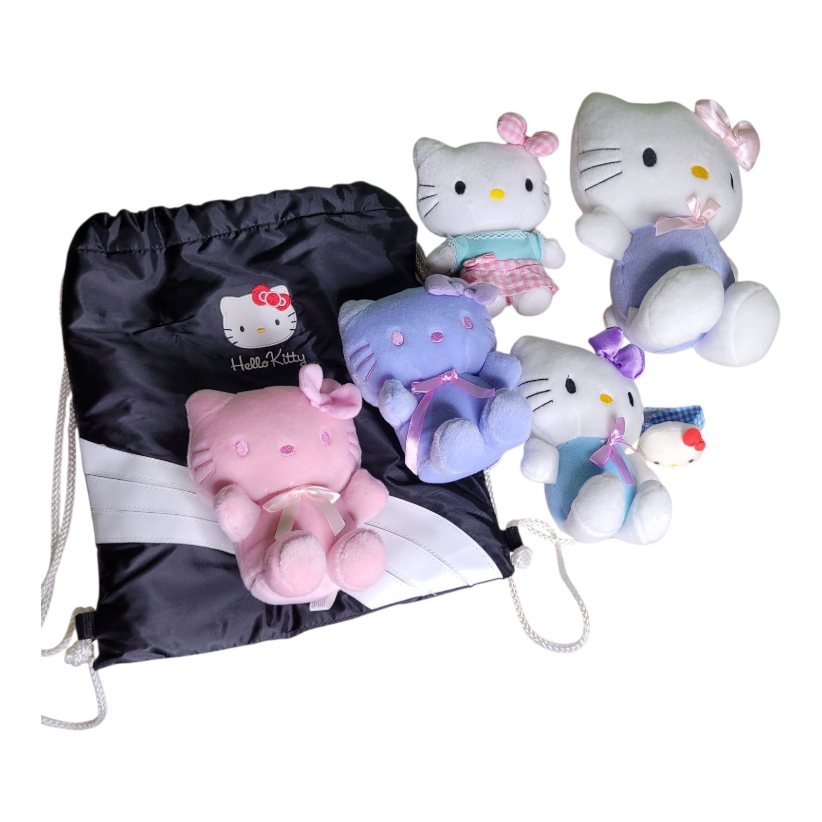 Hello Kitty Plush Lot 6pc Sanrio Partner Nakajima 2004-2006 Drawstring Bag Lot