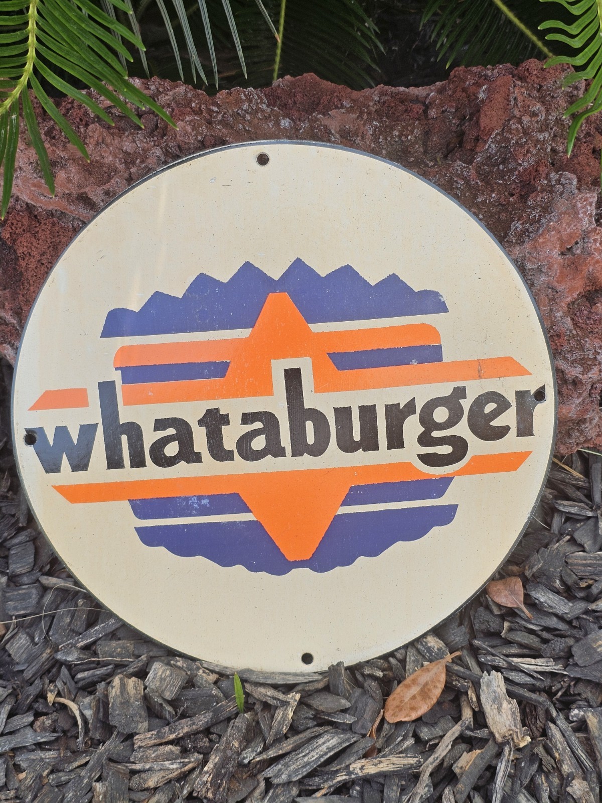 RARE VINTAGE 1970'S WHATABURGER PORCELAIN SIGN 12 RARE VINTAGE 1970'S WHATABURGER PORCELAIN SIGN 12