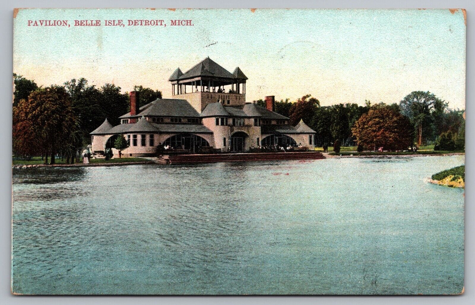 Pavilion Belle Isle Detroit Michigan MI Postcard