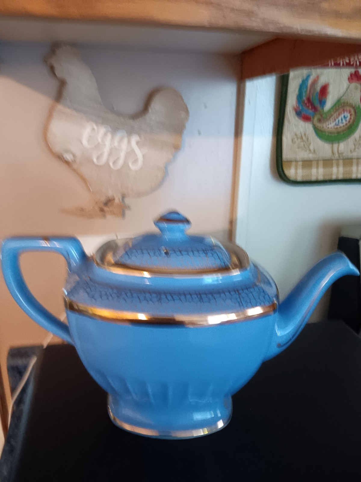 Vintage Hall China Hollywood Teapot 0106 BLUE & GOLD EUC Vintage Hall China Hollywood Teapot 0106 BLUE & GOLD EUC