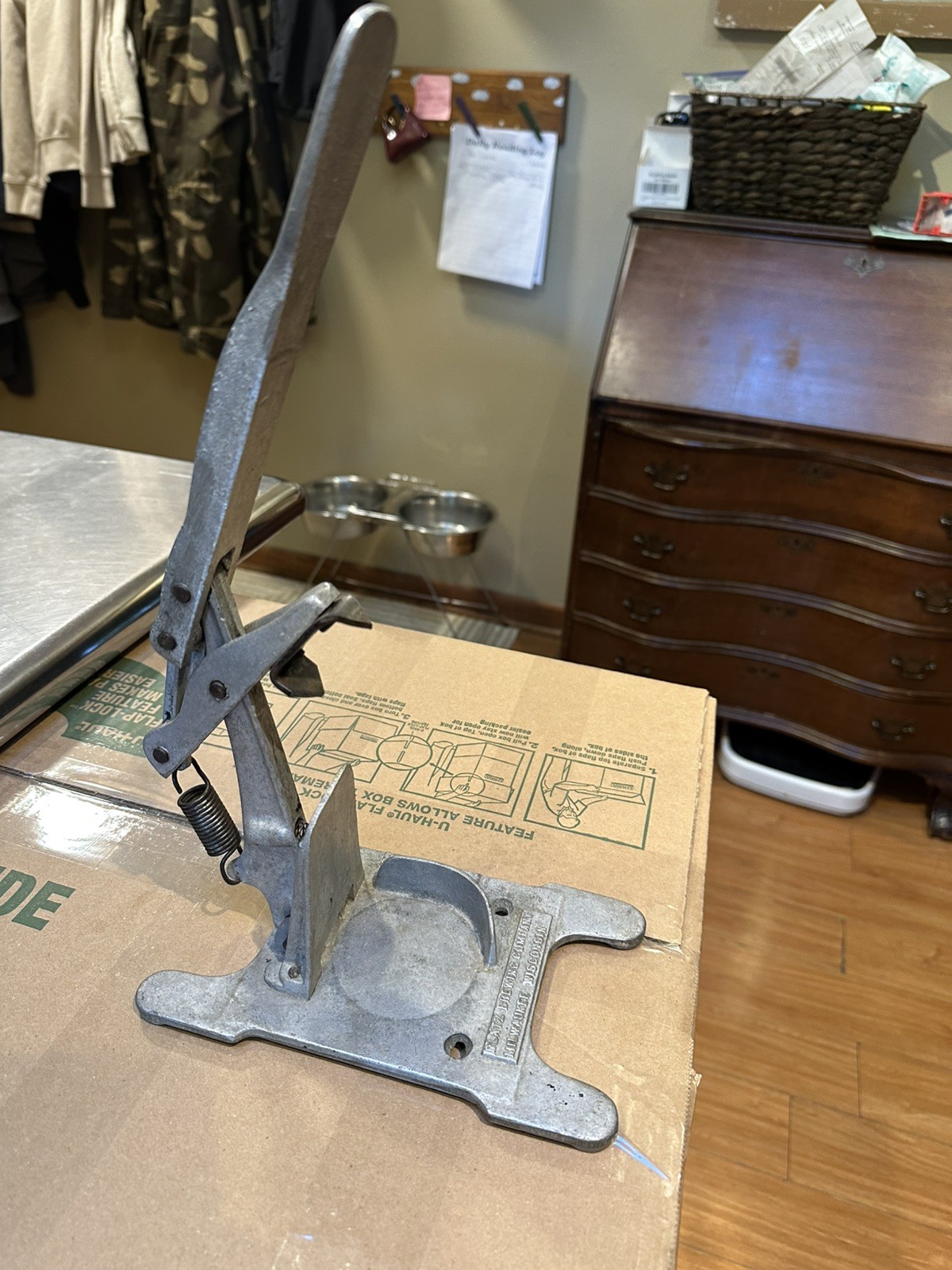 1930s Blatz Brewing Co. Counter Mount Flat Top Piercing Can Opener Milwaukee WI. 1930s Blatz Brewing Co. Counter Mount Flat Top Piercing Can Opener Milwaukee WI.