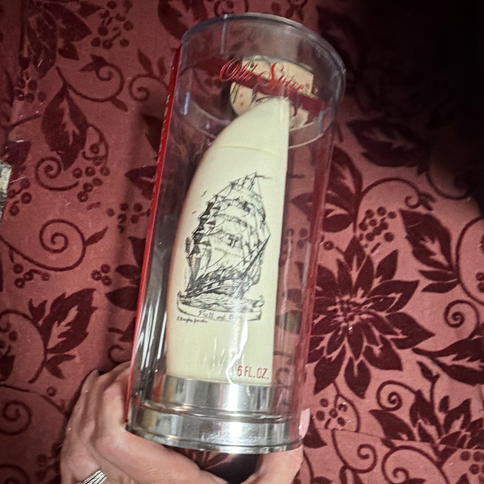 Vintage 1974 Shulton Old Spice Scrimshaw Faux Whale Tooth Decanter Cologne NIB