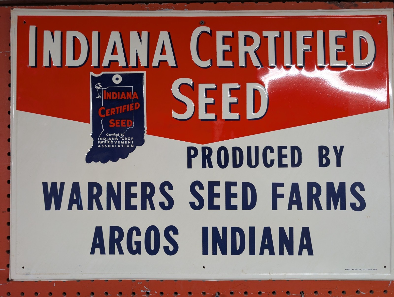 Indiana Certified Seed Tin Litho Advertising Sign Poster Argos Corn Warners Farm Indiana Certified Seed Tin Litho Advertising Sign Poster Argos Corn Warners Farm
