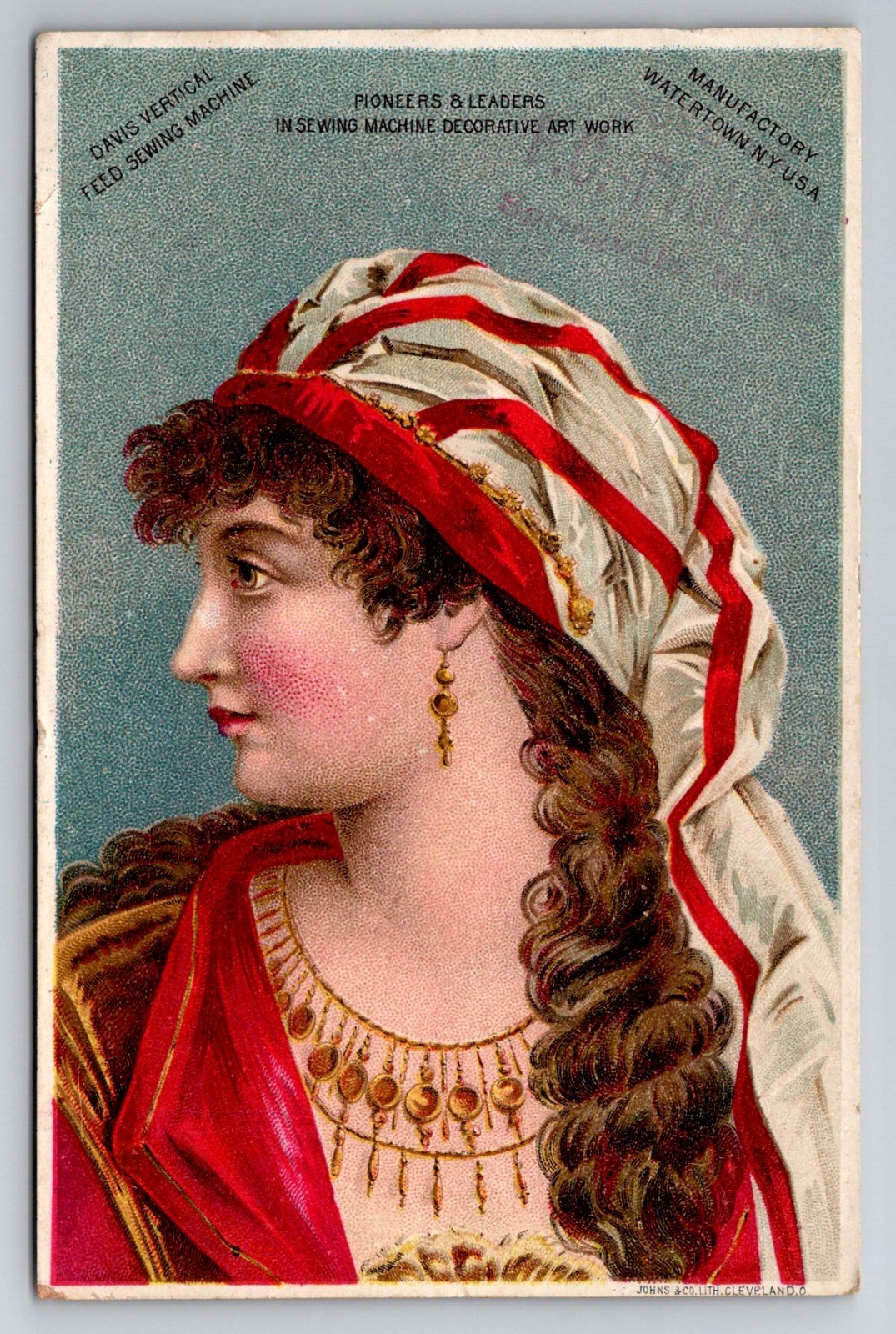 1890s Victorian Trade Card Springvale Maine F.C Philpot Sewing Machine Gypsy 1890s Victorian Trade Card Springvale Maine F.C Philpot Sewing Machine Gypsy