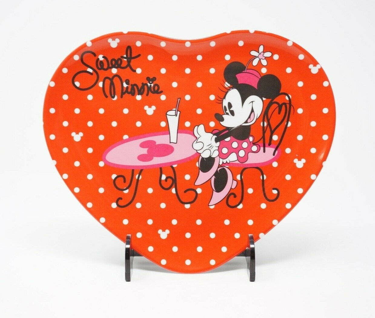 Disney Sweet Minnie Heart-Shaped Dessert Plate – Red & Pink Polka Dots Disney Sweet Minnie Heart-Shaped Dessert Plate – Red & Pink Polka Dots