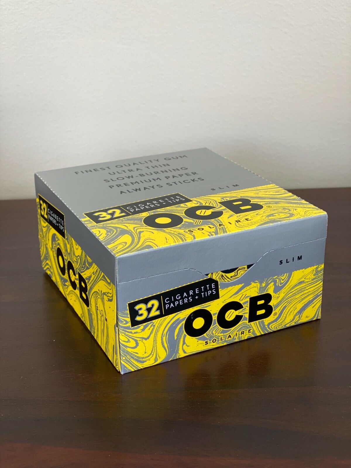 OCB Solaire Rolling Papers Slim Size with Tips 24 Pack - Factory Box 