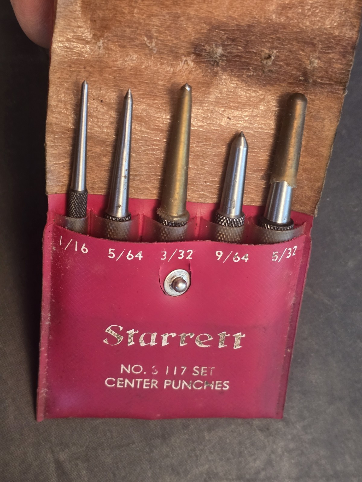 Starrett S-117 5pc Center Machinist Punch Set w/ Pouch Starrett S-117 5pc Center Machinist Punch Set w/ Pouch