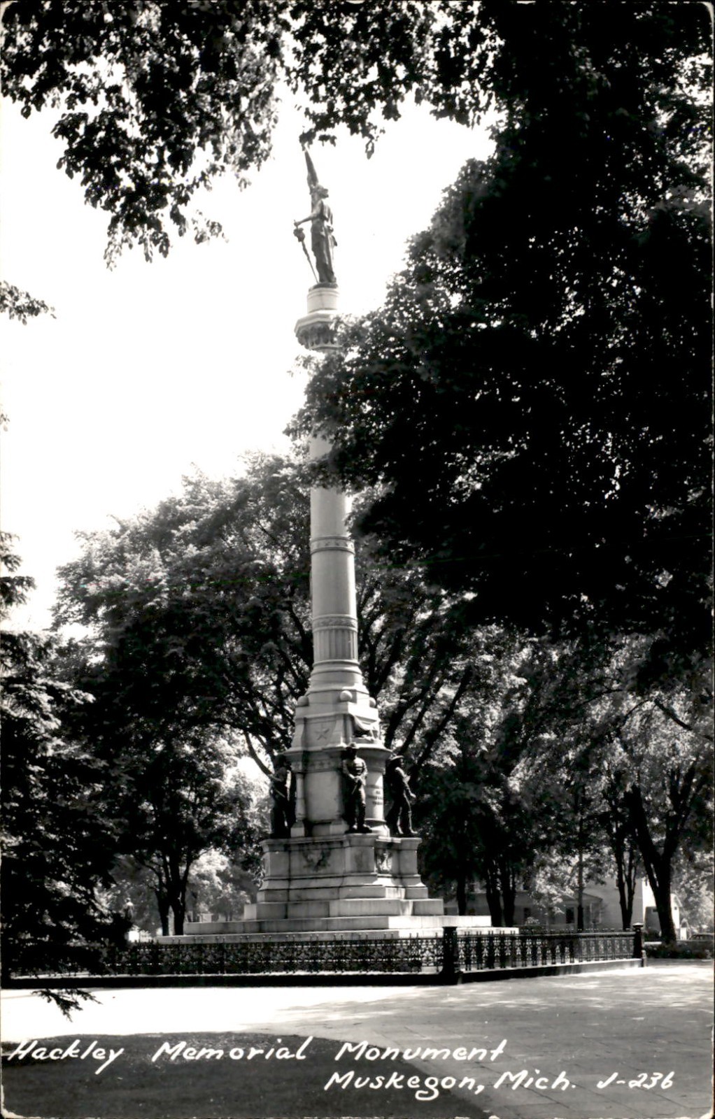 Soldiers and Sailors Monument Hackley Park Muskegon Michigan Vintage RPPC Soldiers and Sailors Monument Hackley Park Muskegon Michigan Vintage RPPC
