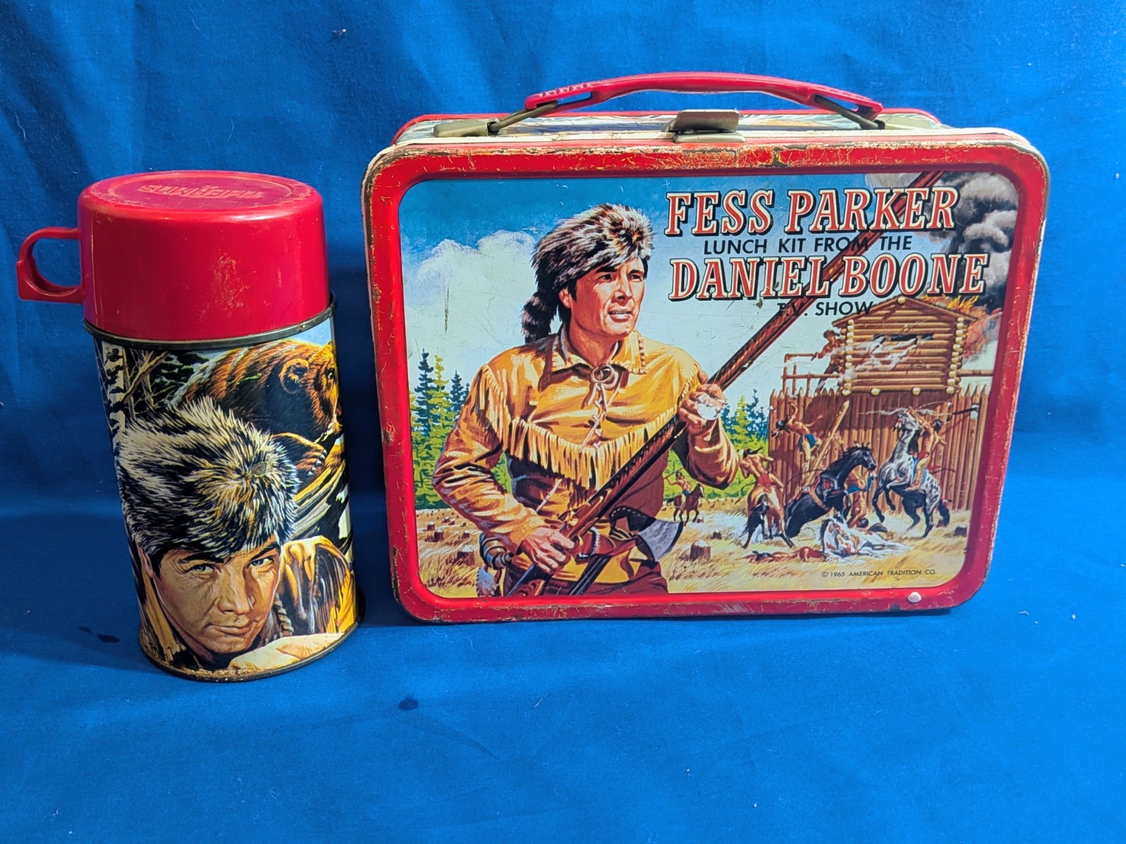 Vintage Daniel Boone Fess Parker Lunchbox w/Thermos 1965 Vintage Daniel Boone Fess Parker Lunchbox w/Thermos 1965