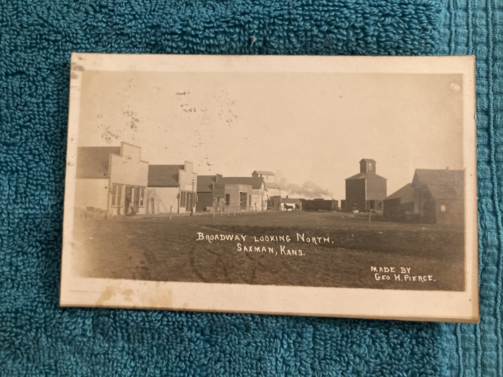 RPPC Saxman Kansas Broadway Looking North Posted 1910 to Winfield KS