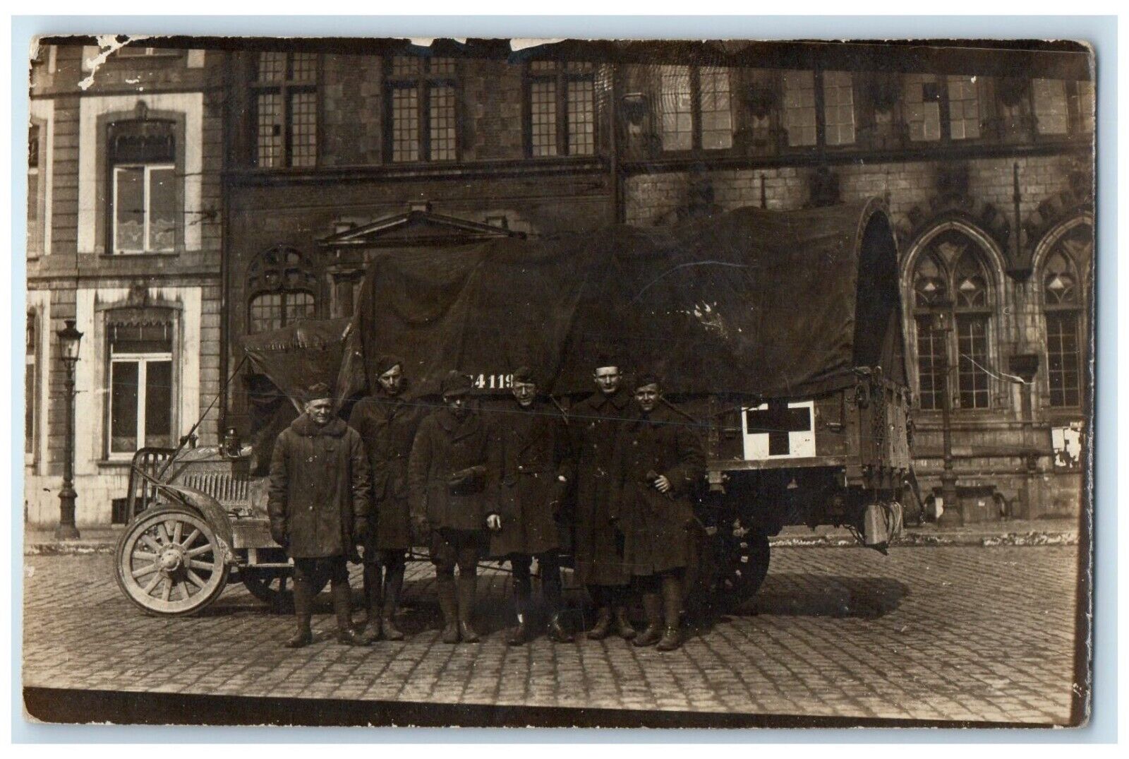 c1910's WWI US Medical Truck Mons Belgium RPPC Photo Posted Antique Postcard