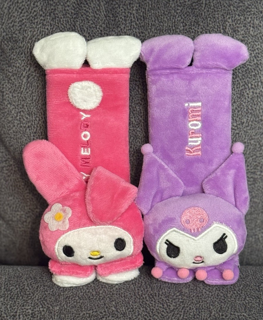 3D My Melody & Kuromi Seatbelt Covers (Purple & Pink)
