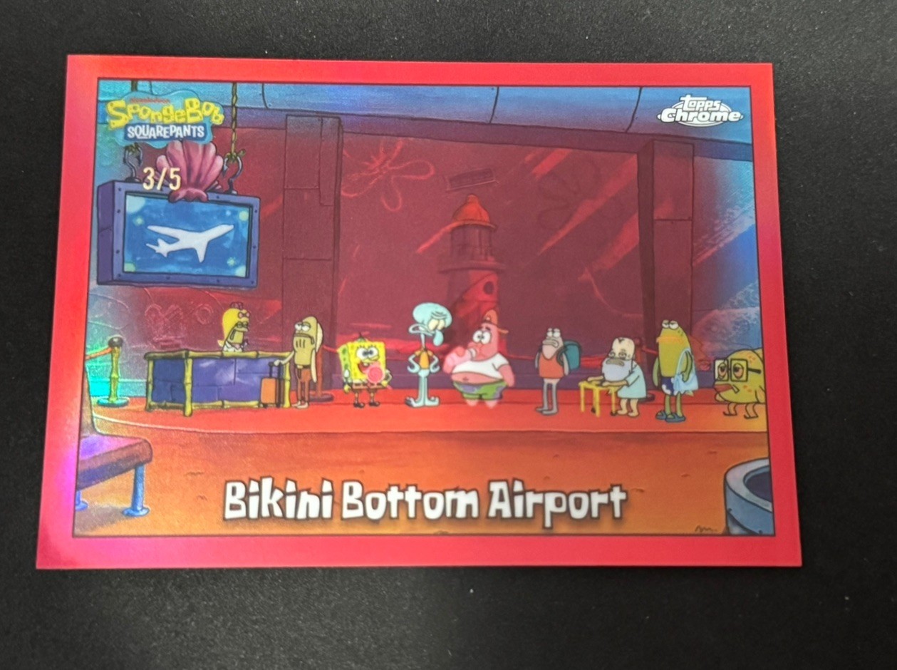 2025 Topps Chrome SpongeBob - Bikini Bottom Airport TRUE Red Refractor 3/5 #149 2025 Topps Chrome SpongeBob - Bikini Bottom Airport TRUE Red Refractor 3/5 #149