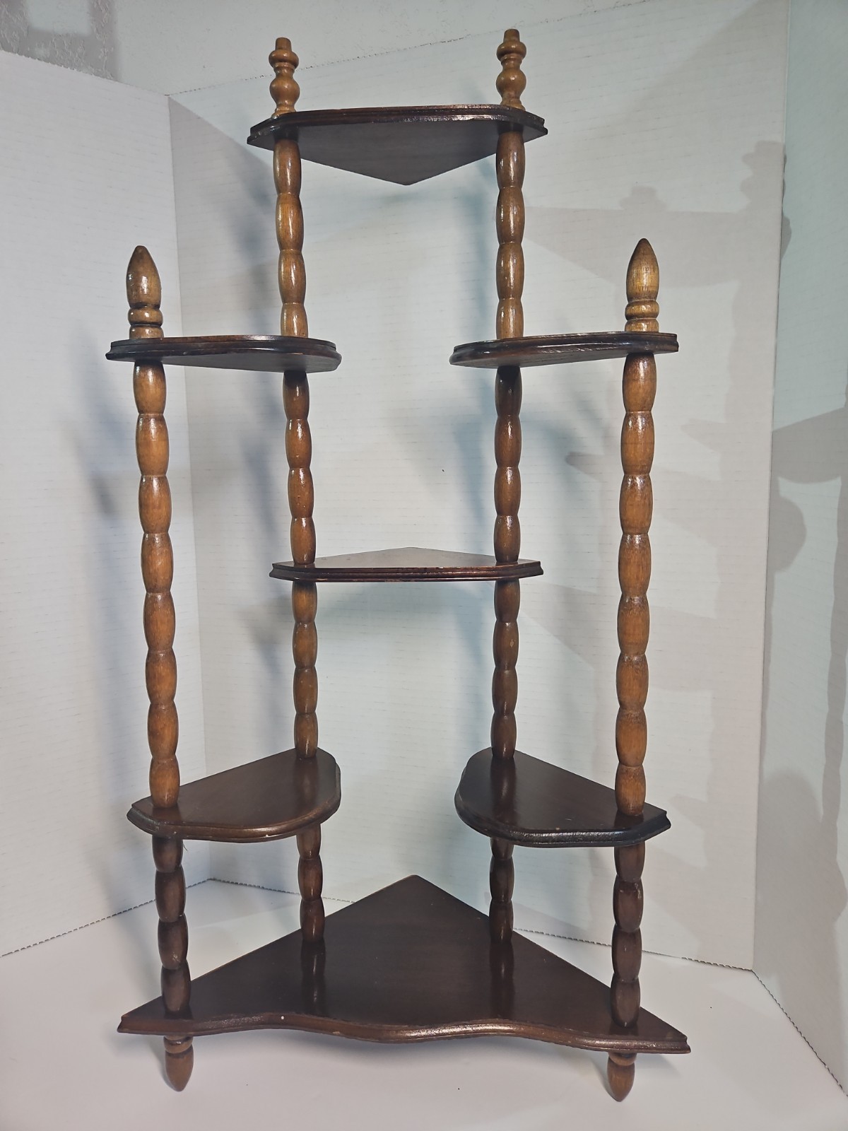 Vintage 7 Tier Wooden Corner Shelf For Trinkets Small Plants Ect. 25