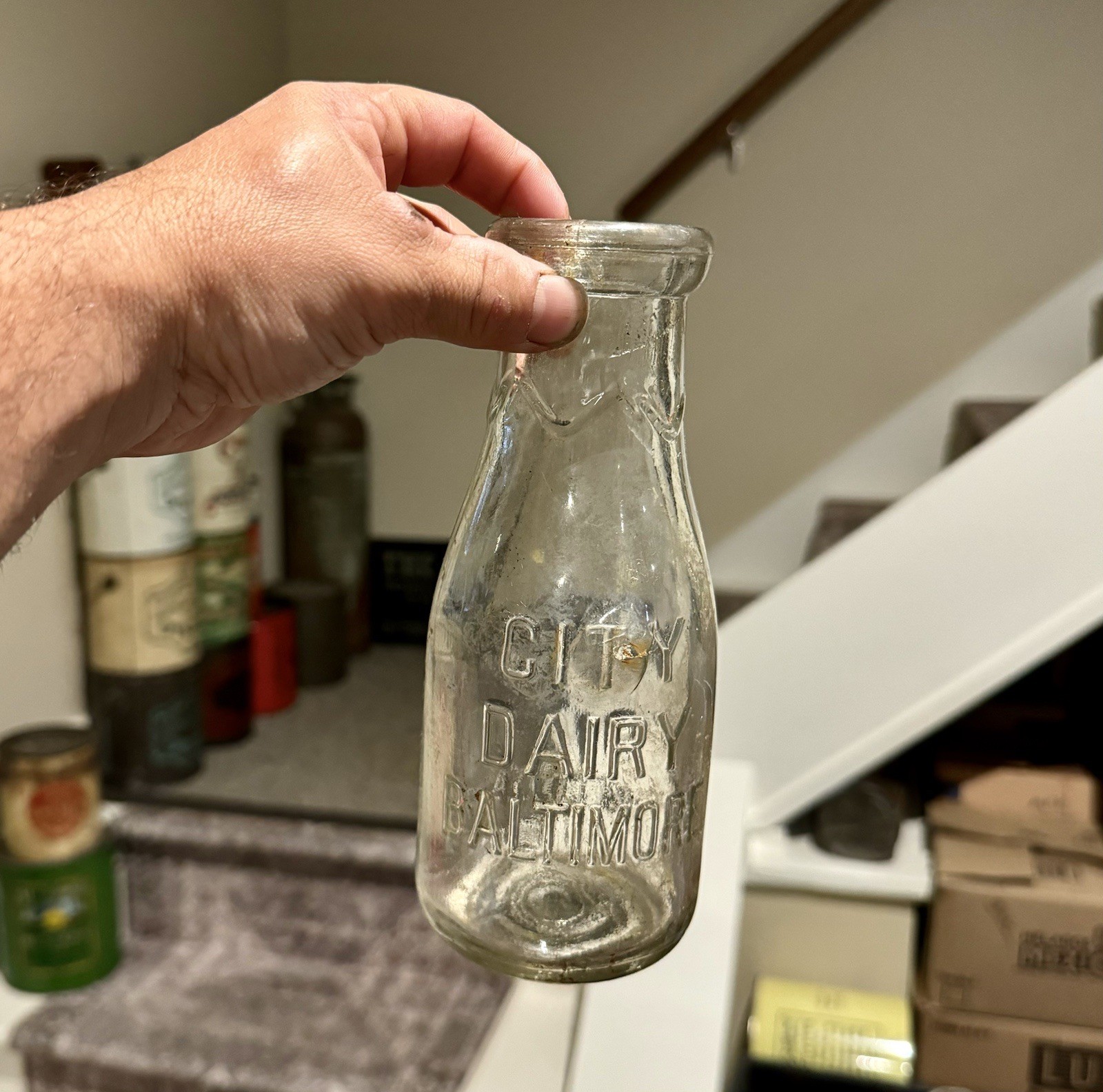 City Dairy Baltimore MD Maryland Emb Pt Milk Bottle Early Dated 1921 Wavy Neck City Dairy Baltimore MD Maryland Emb Pt Milk Bottle Early Dated 1921 Wavy Neck