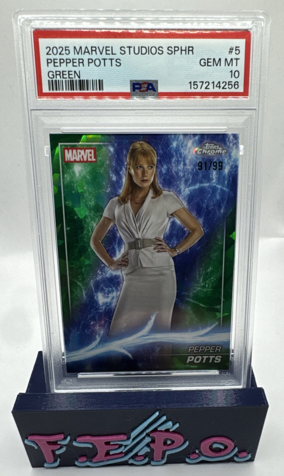 2025 Topps Chrome Marvel Studios Green Iron Man’s Pepper Potts 91/99 PSA 10 2025 Topps Chrome Marvel Studios Green Iron Man’s Pepper Potts 91/99 PSA 10