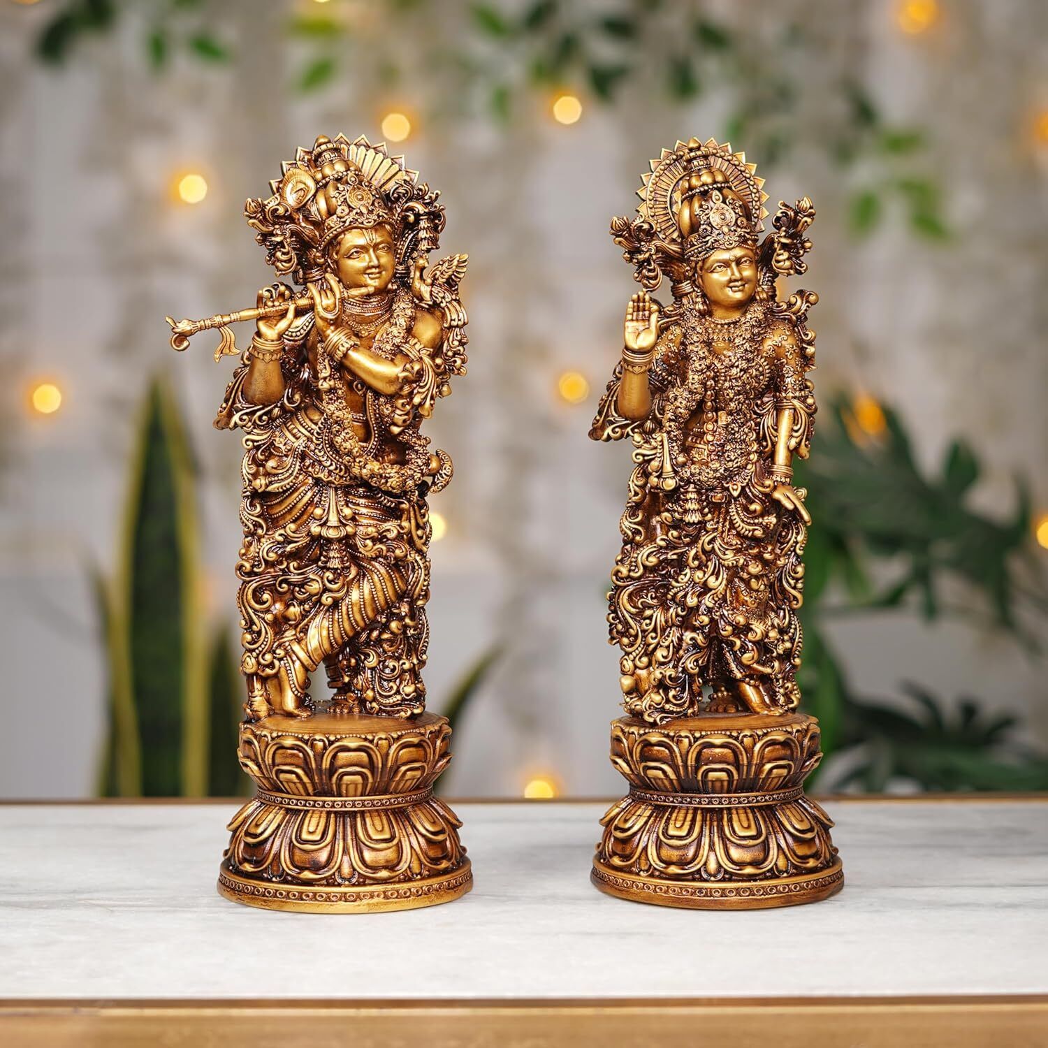 Hindu God Lord Radha Krishna Idol Sculpture Statue Figurine For Home Temple