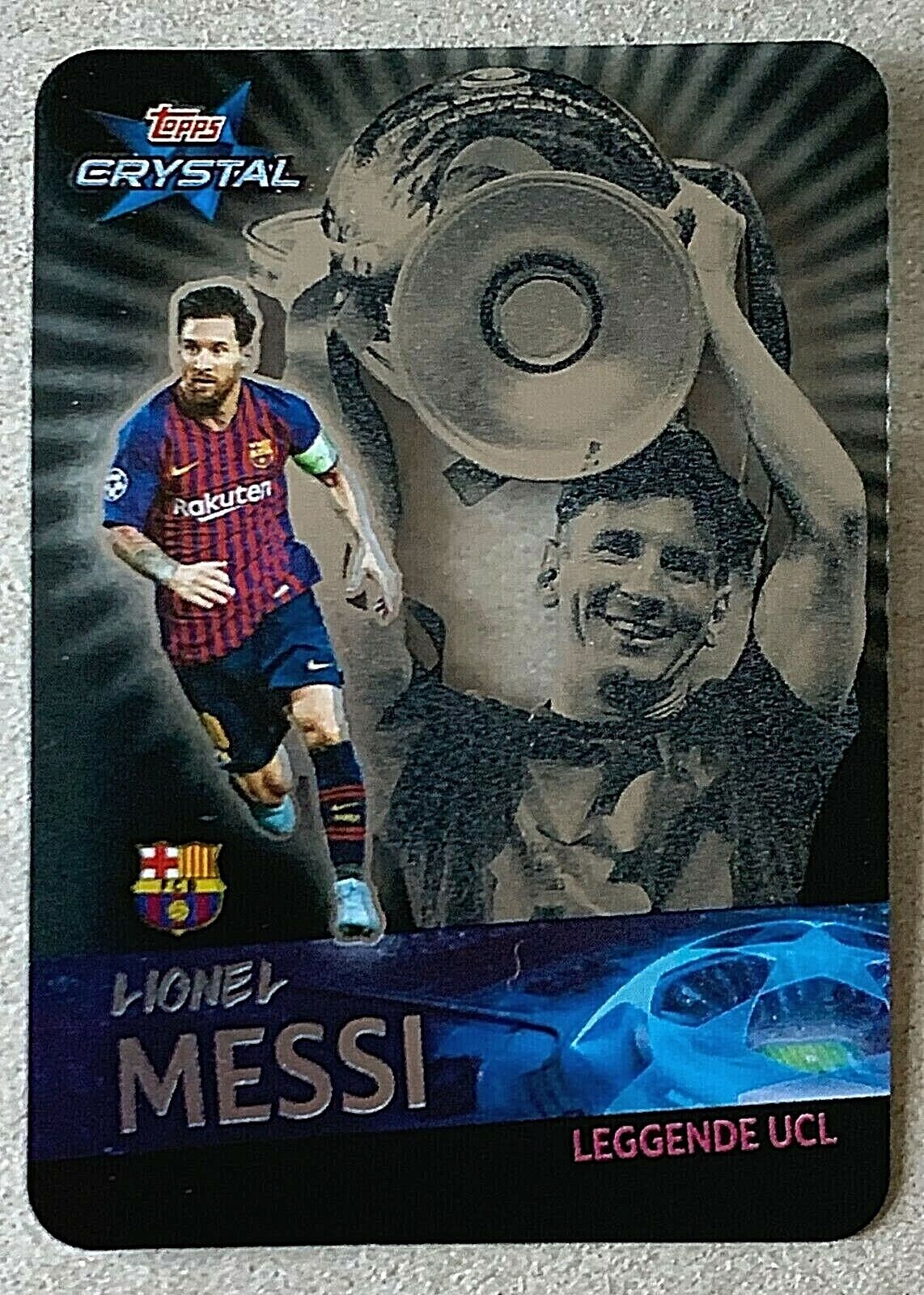 2018-19 Topps Crystal UEFA Champions, Lionel Messi #122 (Delux Transparent Card)
