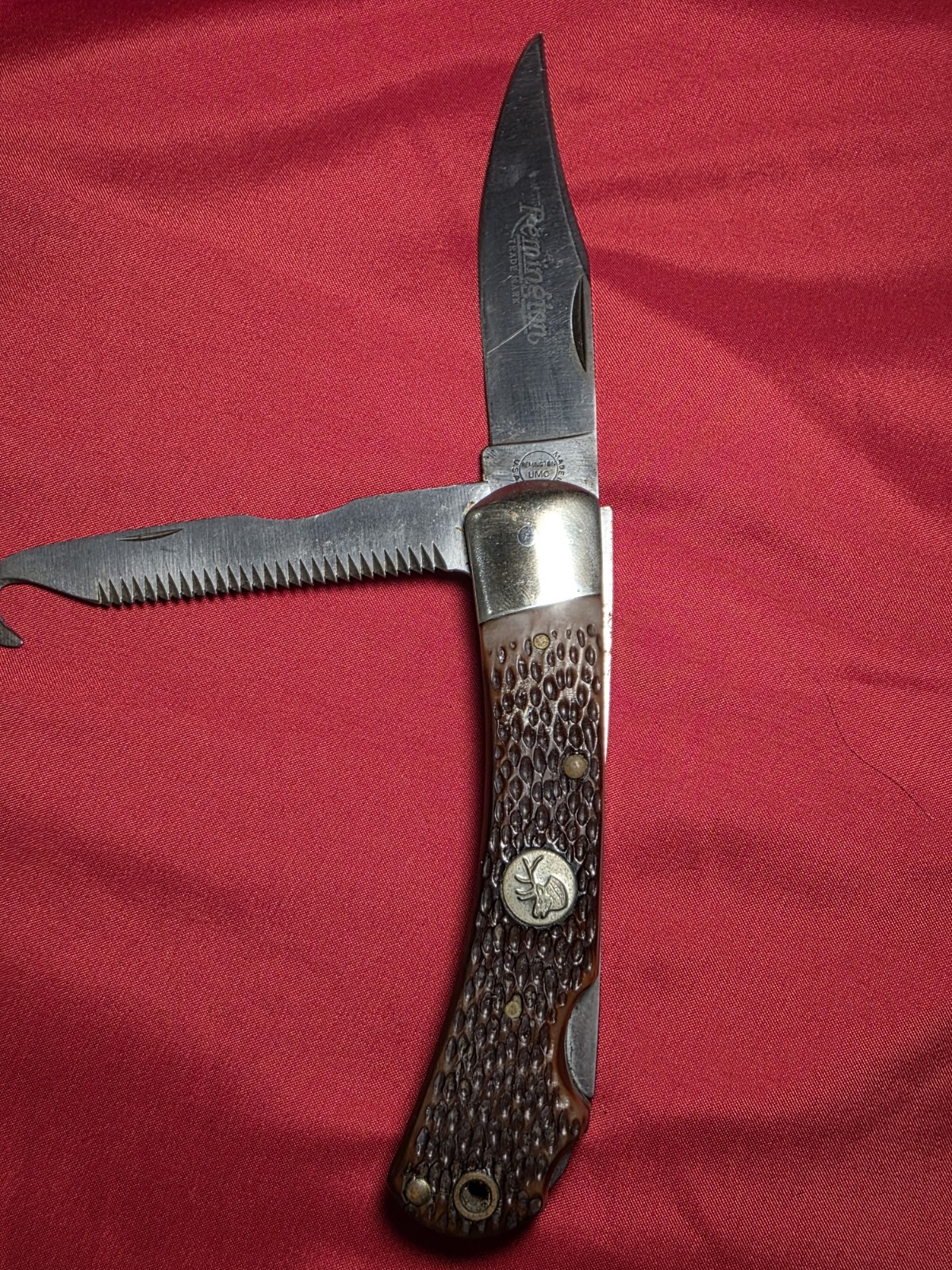 🔥Vintage Remington UMC R-3 Big Game Folding Hunting Knife Saw Gut Hook USA🔥
