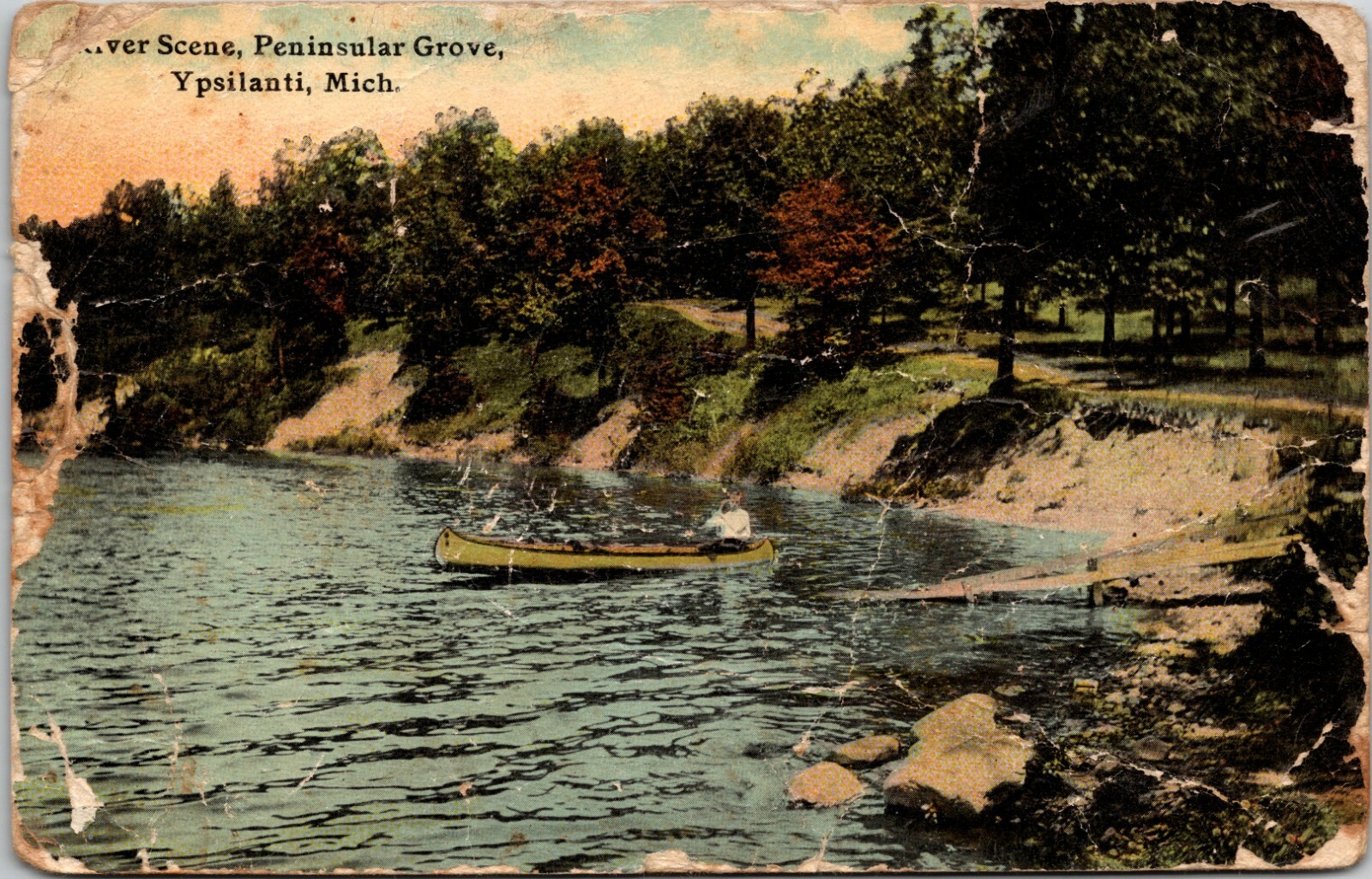 River Scene Peninsular Grove Ypsilanti MI 1912 Postcard Divided Back Posted 2499 River Scene Peninsular Grove Ypsilanti MI 1912 Postcard Divided Back Posted 2499